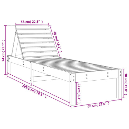 Tumbonas con mesa 2 uds madera maciza de pino