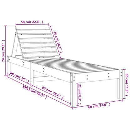 Tumbonas 2 unidades madera maciza de pino gris 199,5x60x74 cm