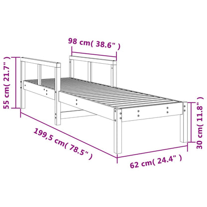 Tumbona de madera maciza de pino 199,5x62x55 cm