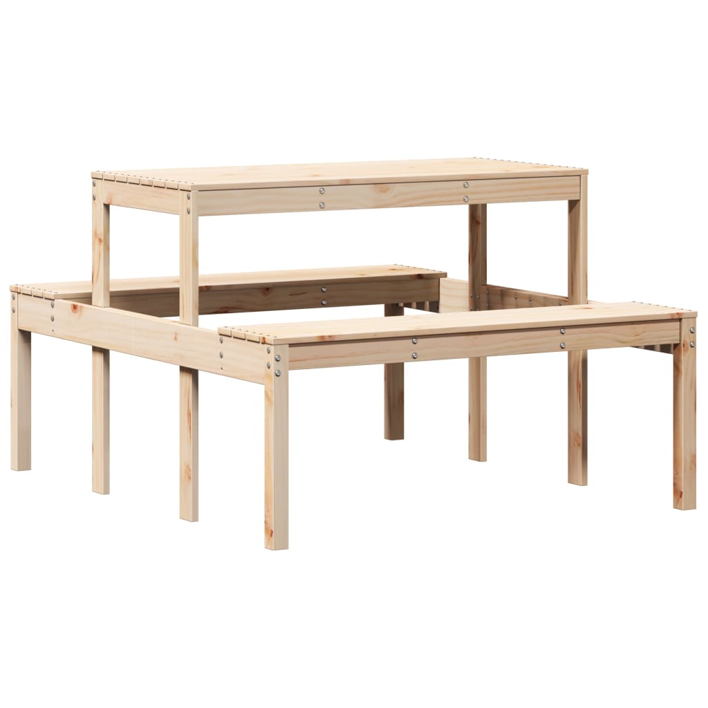 Mesa de picnic madera maciza de pino 110x134x75 cm