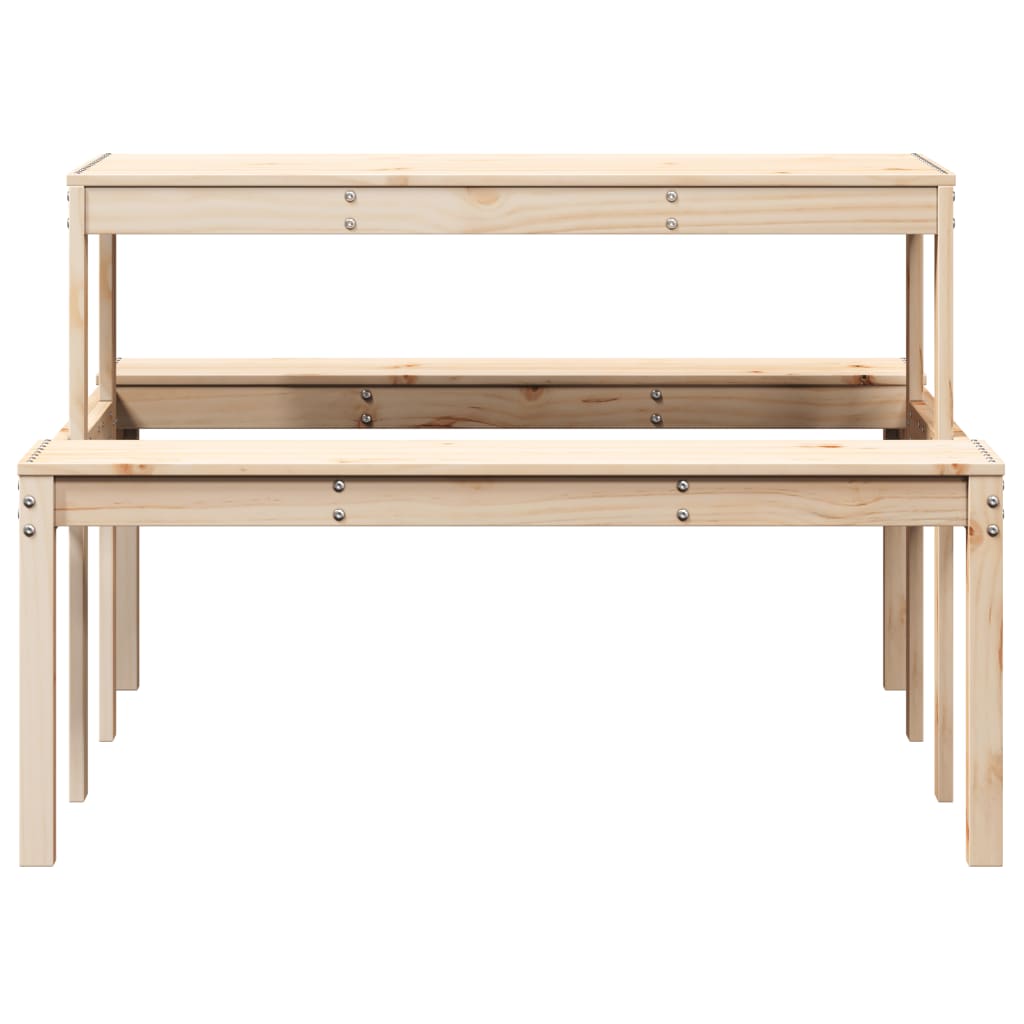 Mesa de picnic madera maciza de pino 110x134x75 cm