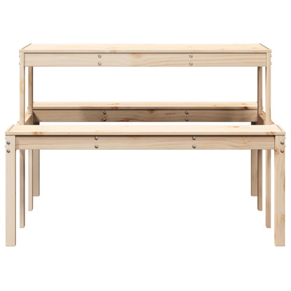 Mesa de picnic madera maciza de pino 110x134x75 cm