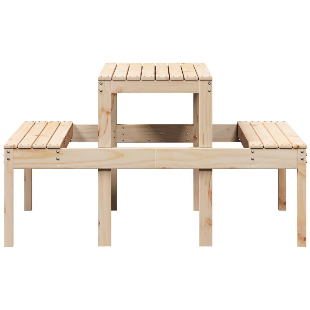 Mesa de picnic madera maciza de pino 110x134x75 cm