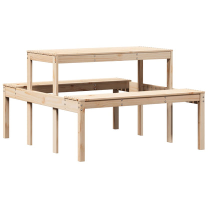 Mesa de picnic madera maciza de pino 110x134x75 cm