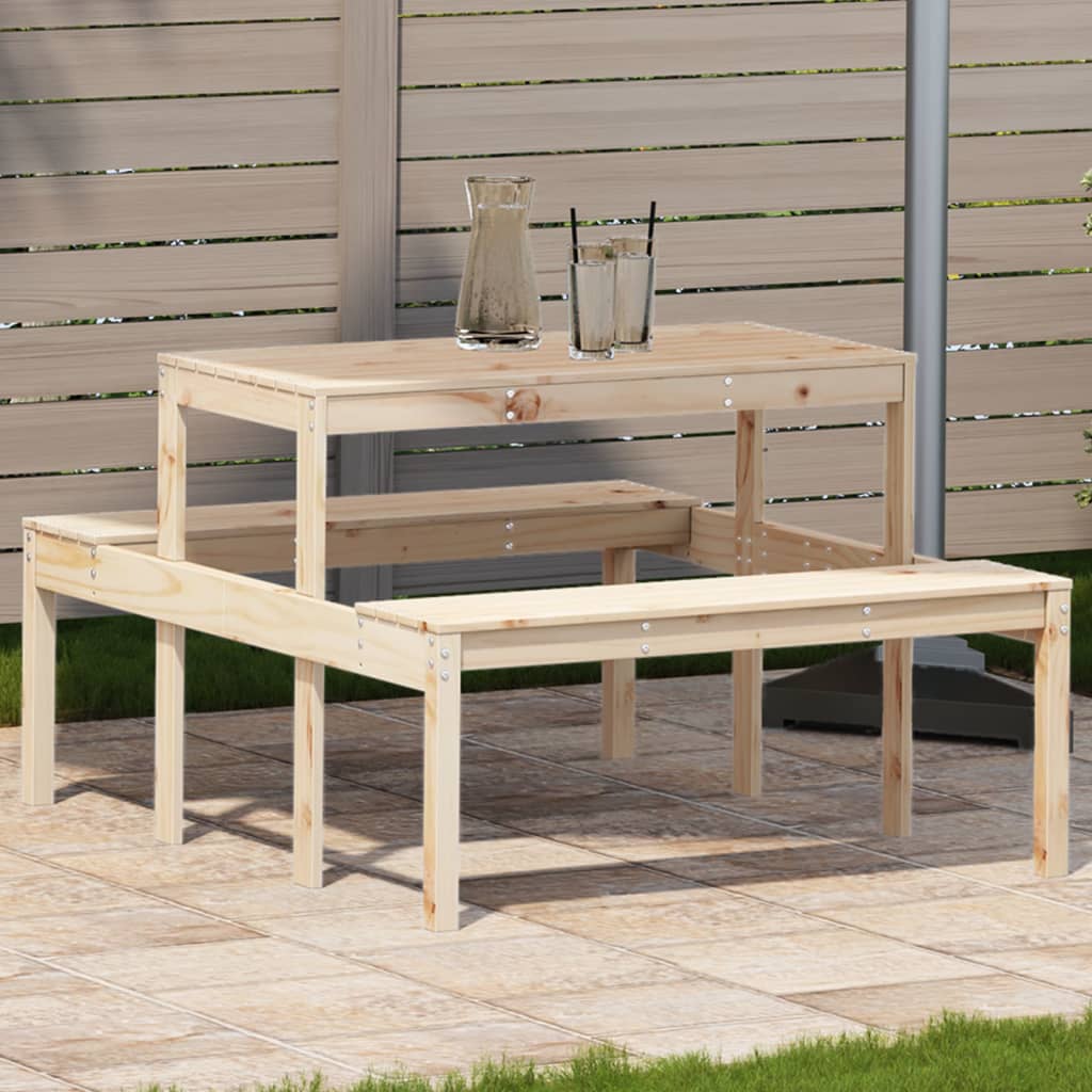 Mesa de picnic madera maciza de pino 110x134x75 cm