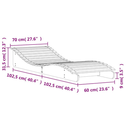 Tumbona de madera maciza de pino blanca 205x70x31,5 cm