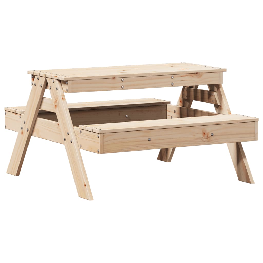 Mesa de picnic para niños madera maciza de pino 88x97x52 cm