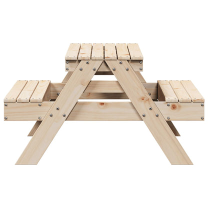 Mesa de picnic para niños madera maciza de pino 88x97x52 cm