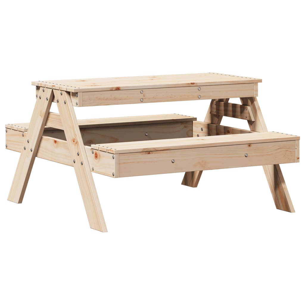 Mesa de picnic para niños madera maciza de pino 88x97x52 cm