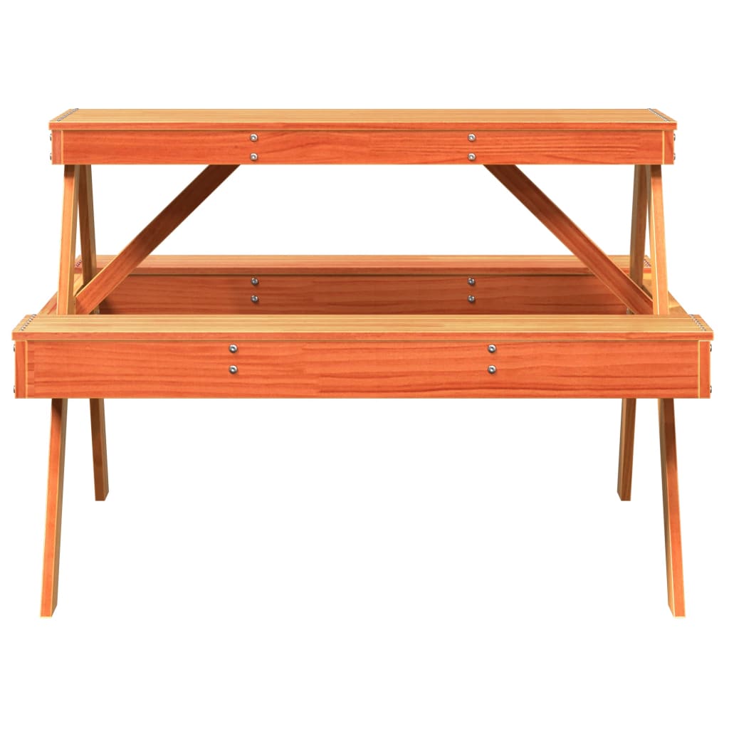 Mesa de pícnic madera maciza de pino marrón cera 105x134x75 cm