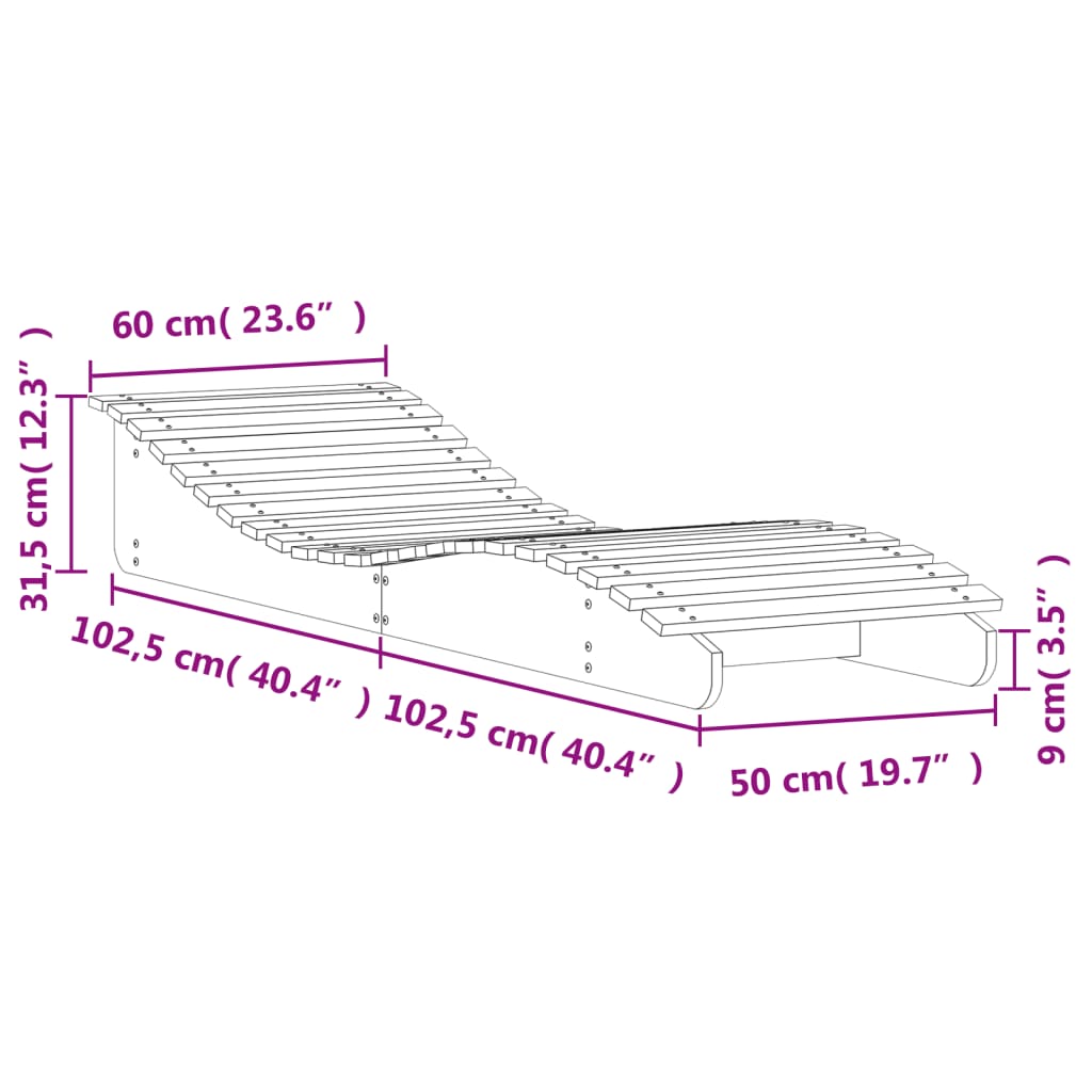 Tumbona de madera maciza de pino marrón cera 205x60x31,5 cm