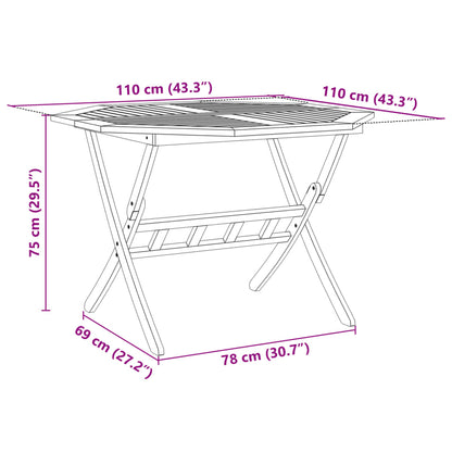 Mesa de jardín plegable madera maciza de acacia Ø110x75 cm