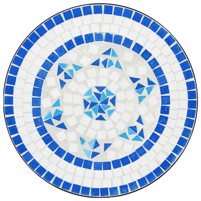 Mesa de bistró de mosaico cerámica azul y blanco Ø50x70 cm