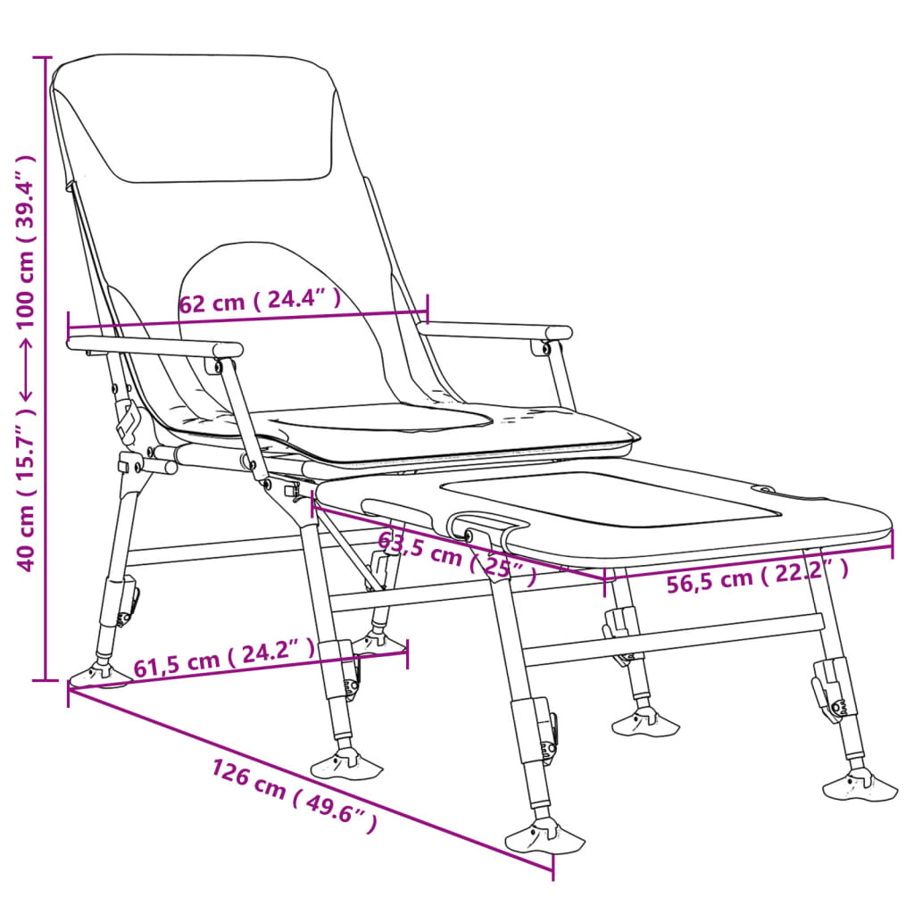 Tumbona de pesca con patas para barro ajustable plegable verde