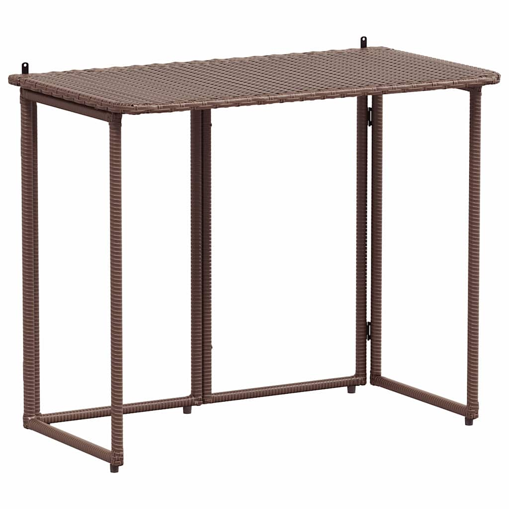 Mesa de jardín plegable marrón 90x51x75 cm ratán sintético