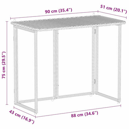 Mesa de jardín plegable marrón 90x51x75 cm ratán sintético