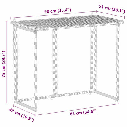 Mesa de jardín plegable gris 90x51x75 cm ratán sintético